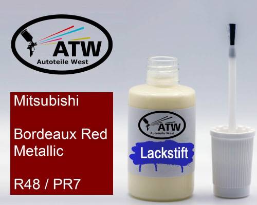 Mitsubishi, Bordeaux Red Metallic, R48 / PR7: 20ml Lackstift, von ATW Autoteile West.